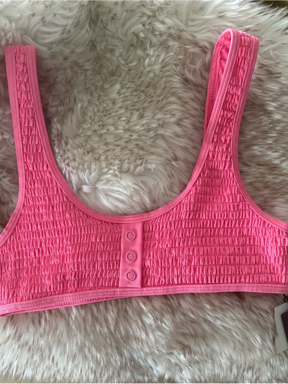 Kendal and Kylie Pink Smocked Bikini top/ Cropped Top Small